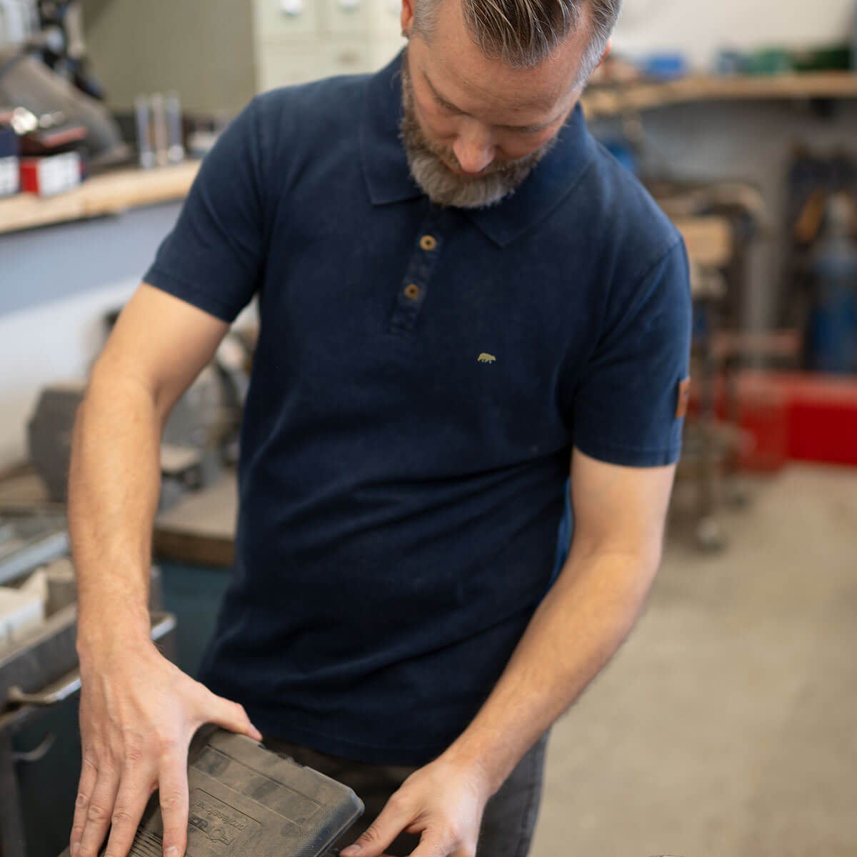 FORSBERG Poloshirt im Denim-Look  - 4